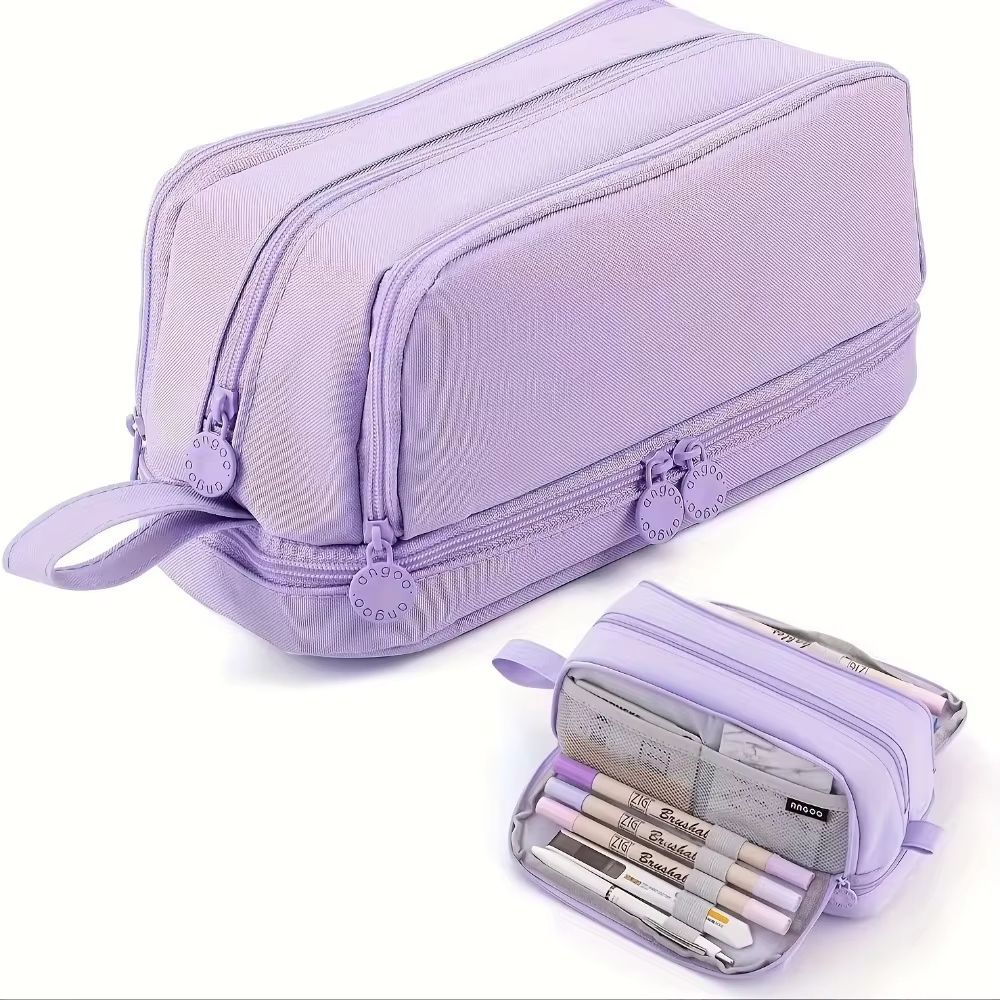 Multi-Compartment Large Capacity Pencil Case with Transparent Partition