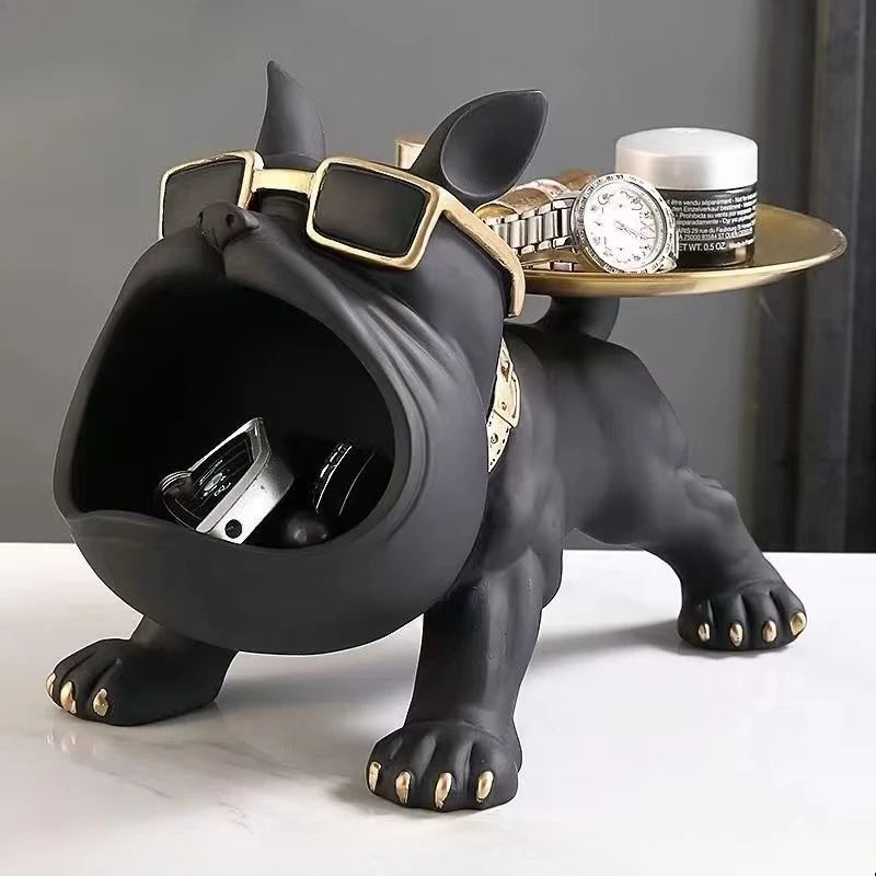Modern Bulldog Figurine Storage Sculpture and Home Ornament