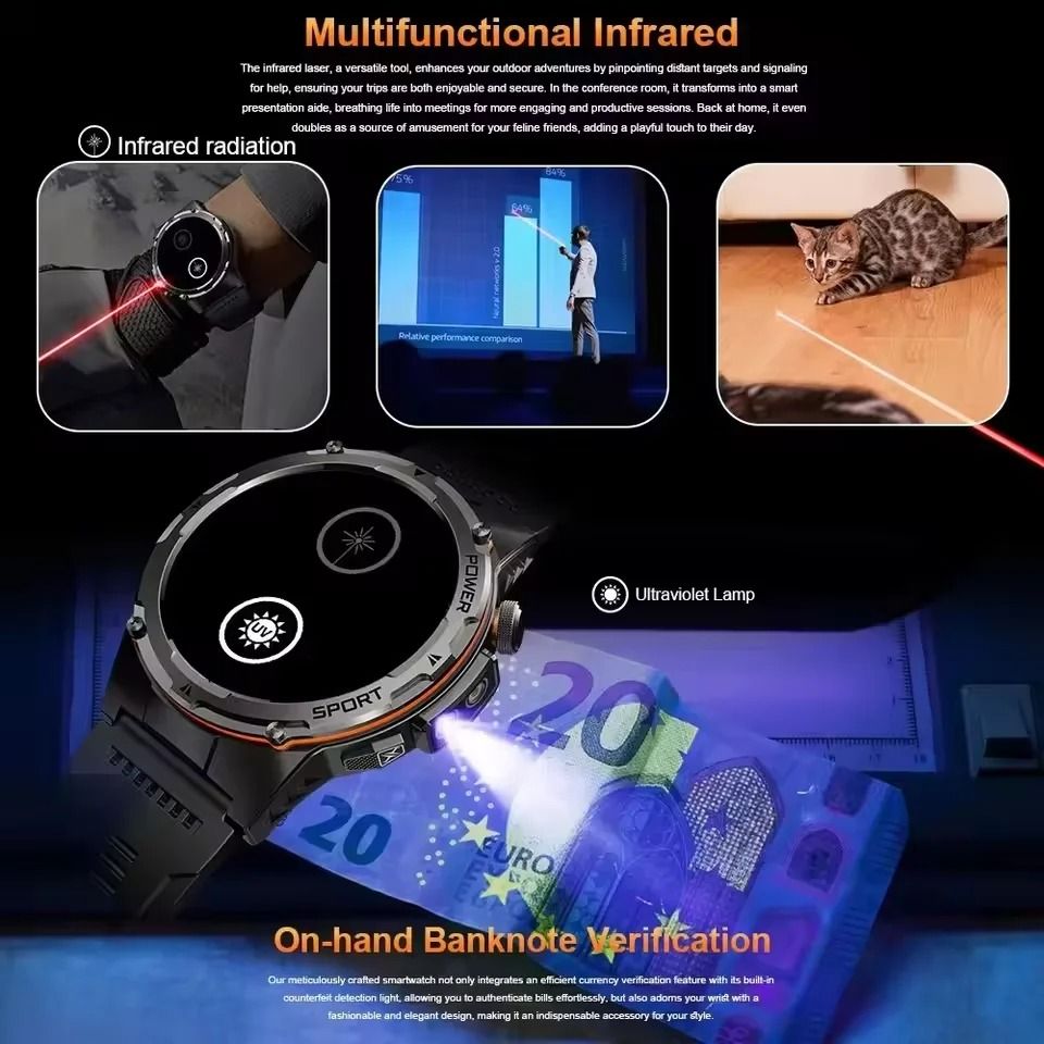 Military GPS Smart Watch with 3ATM Waterproof Bluetooth Call and Rugged Outdoor Design