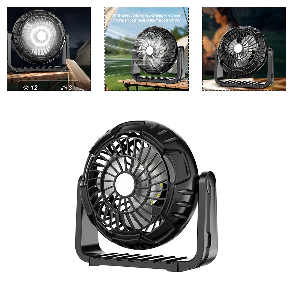 USB Rechargeable Hanging Mini Fan, Outdoor Camping Fan with Speed Settings, Adjustment for Tent and Home Use