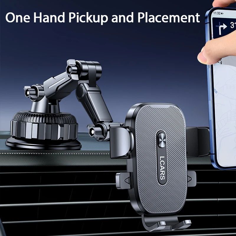 Ultra-Stable Car Phone Mount with Strong Suction Cup, Anti-Vibration Dashboard Holder, 360° Rotating