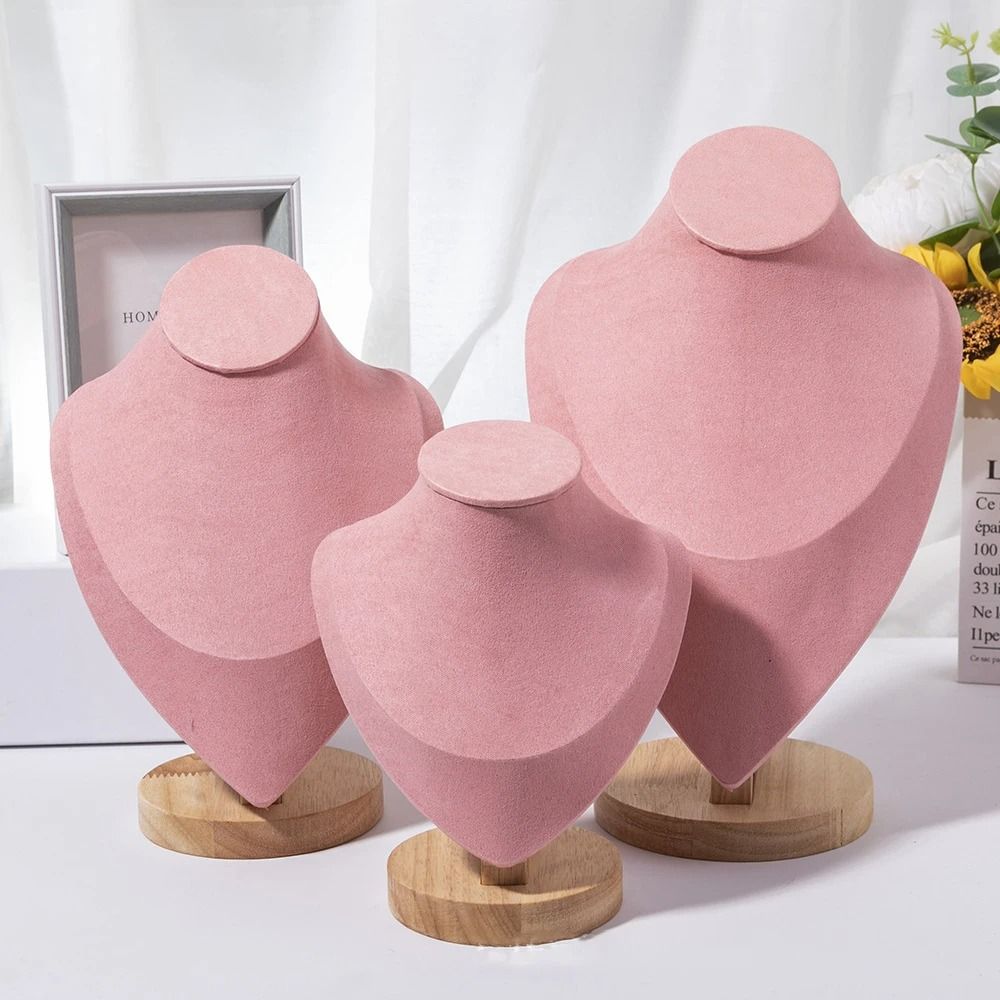 Wooden Mannequin Bust Necklace Display Stand Jewelry Holder