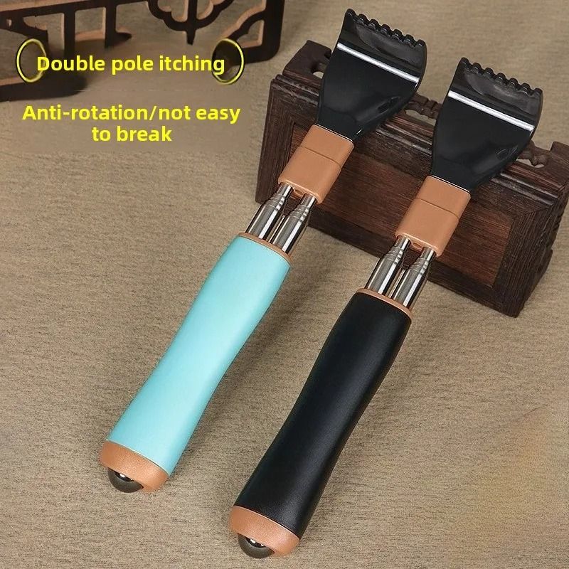 Extendable Dual Rod Stainless Steel Back Scratcher for Itch Relief