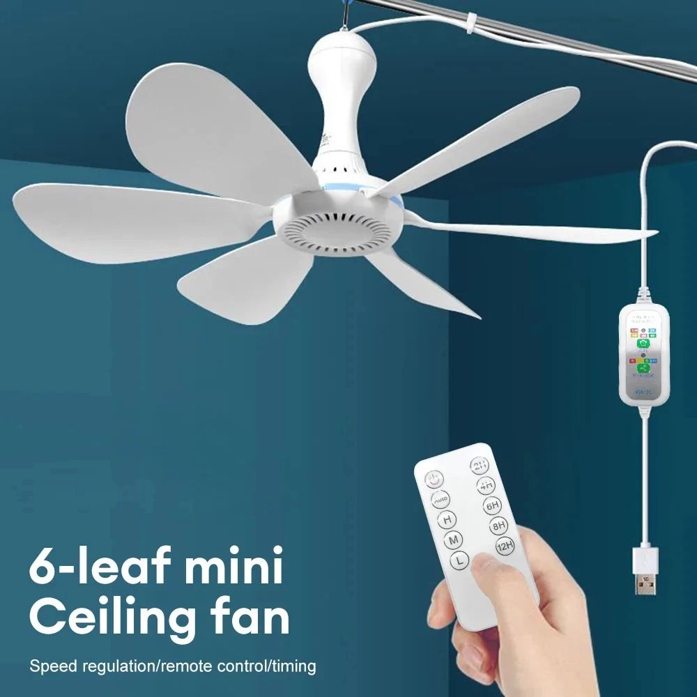 USB Fan Silent 6 Blade Hanging Fan for Camping Outdoor Use