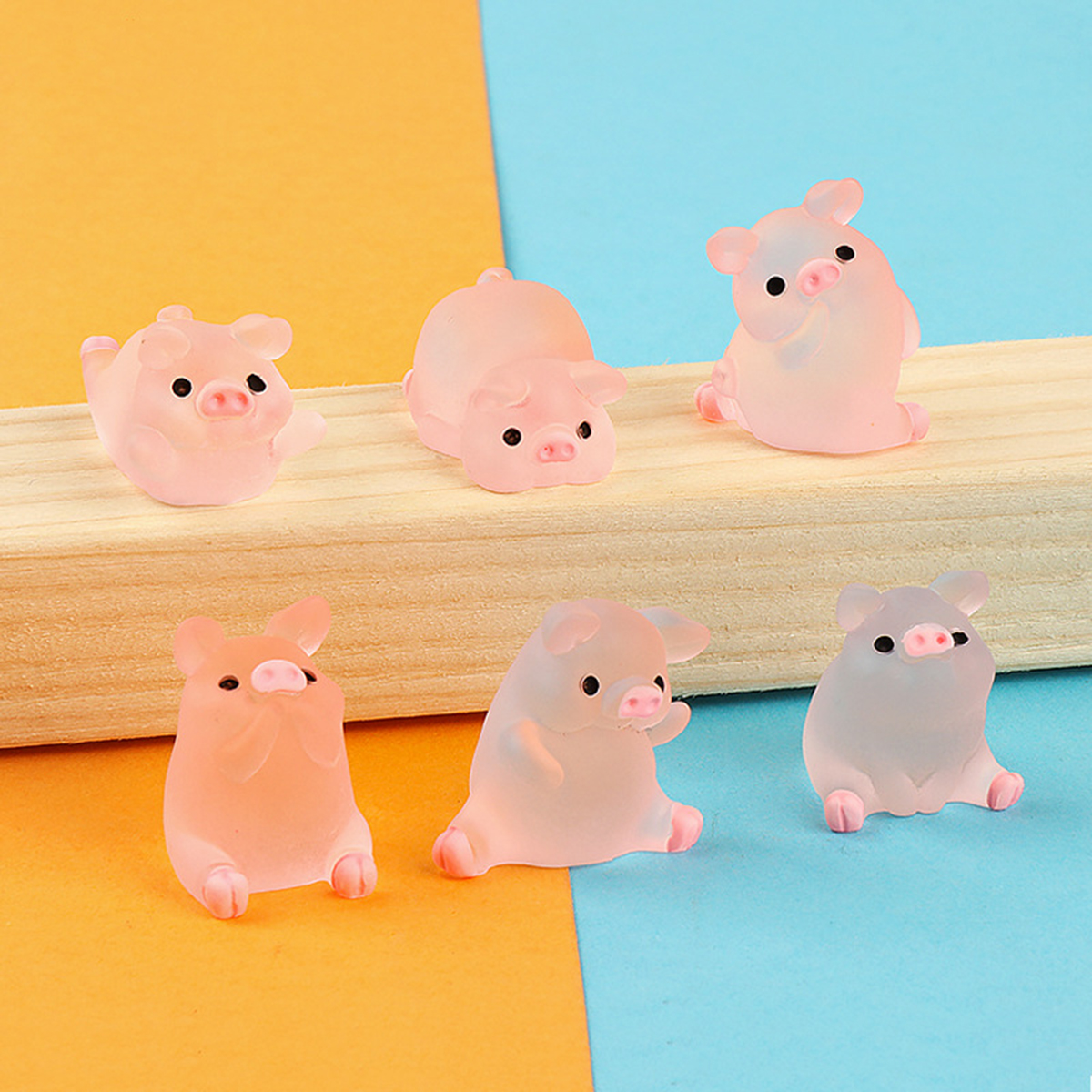 Set Glow-In-The-Dark Resin Piggy Ornaments DIY Keychain Micro-Landscaping Accessories Home Desktop Car Decoration