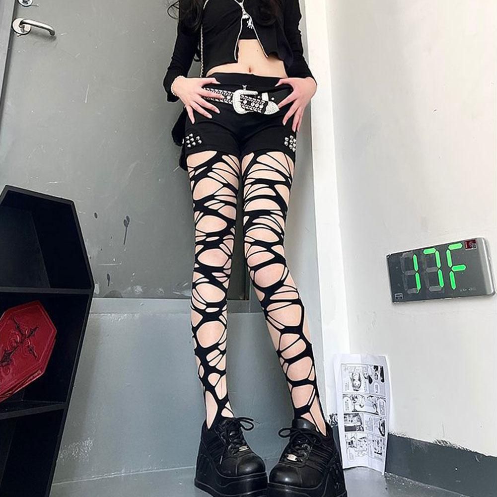 Y2K Punk Ripped Fishnet Stockings