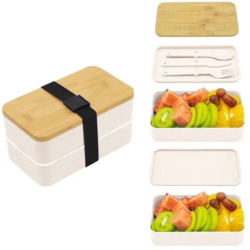 Stackable Bento Lunch Box with Insulated Bag Microwaveable Large Capacity Meal Container