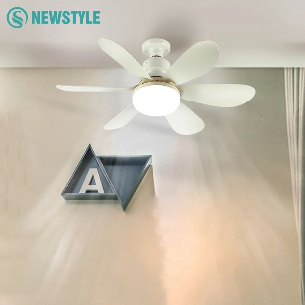 E27 Ceiling Fan Light with Remote Control and Adjustable LED Modes