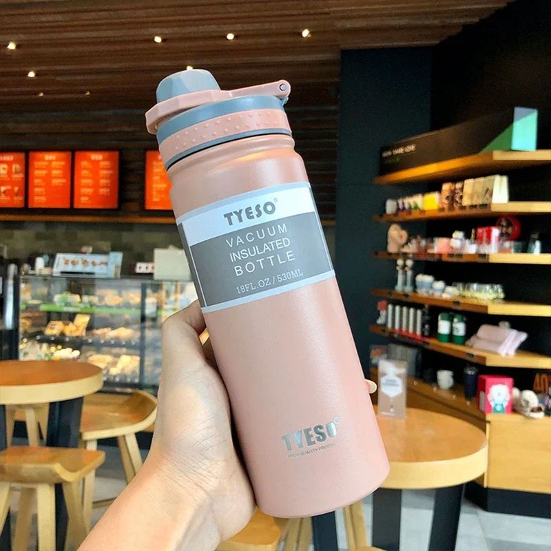 Tyeso Stainless Steel Vacuum Insulated Thermos Bottle – Leakproof Travel Water Bottle with Handle