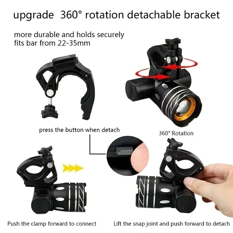 Z30 1500LM T6 LED Bike Light USB Rechargeable Waterproof Zoomable Cycling Lamp
