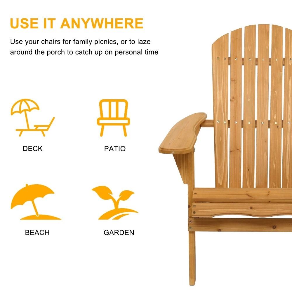 Adirondack Chair Patio Furniture, Foldable Fir Wood Lounge Seat