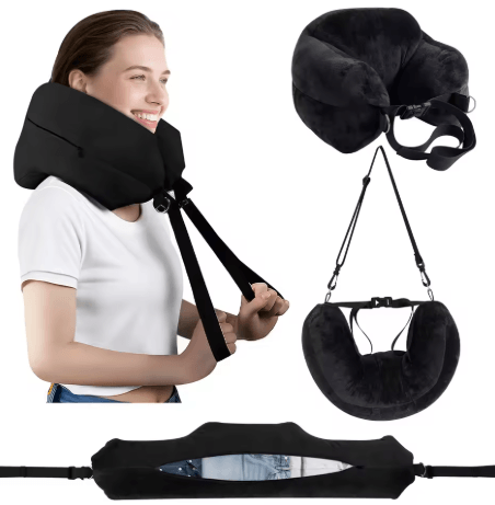 Adjustable U Shaped Travel Neck Pillow Washable Fillable Comfort Pillow for Airplane and Travel