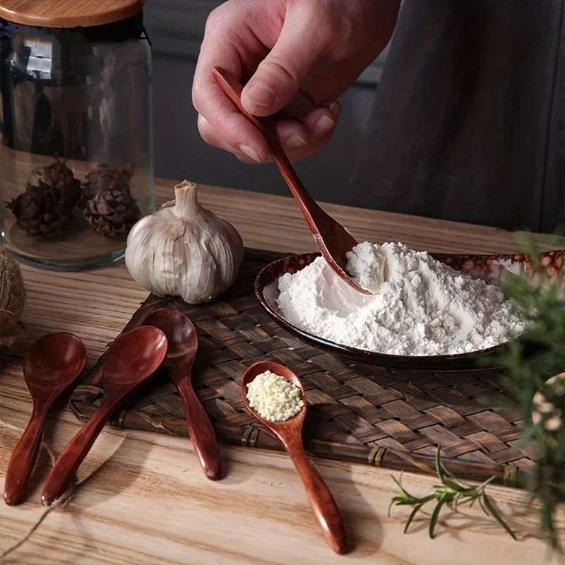 Wooden Tea Spoon Set Long Coffee and Dessert Spoons