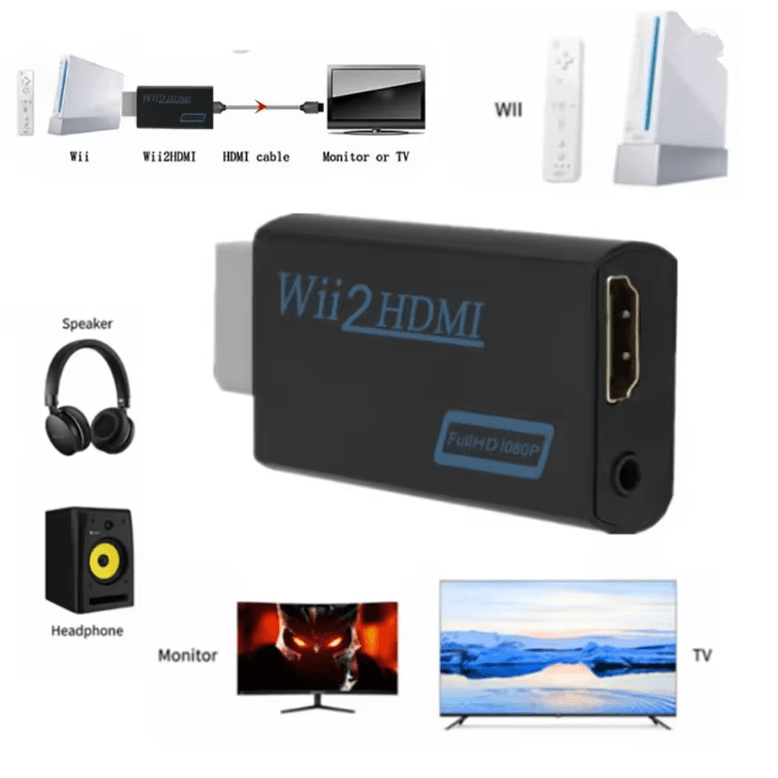 Wii to HDMI Adapter Converter with 3.5mm Audio Output