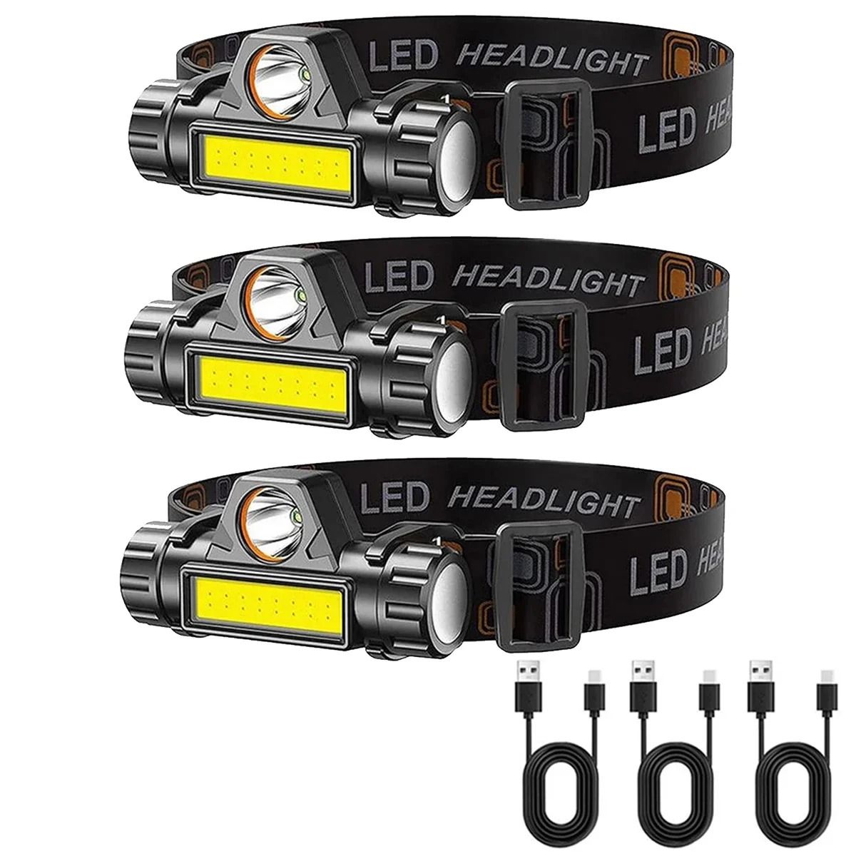 Rechargeable COB LED Headlamp with Magnetic Base and Adjustable Strap