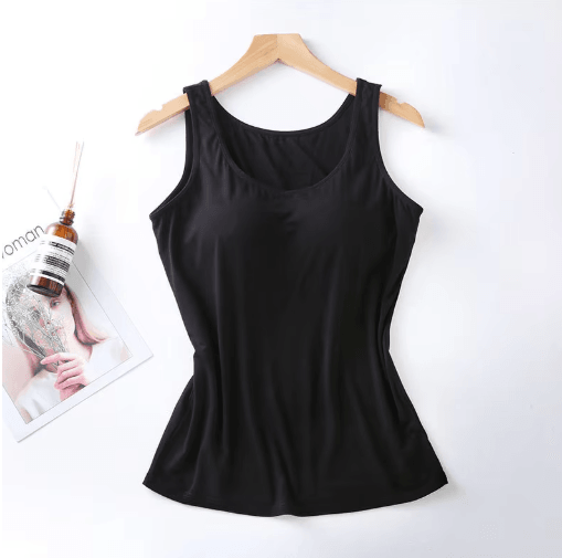 Womens Tank Top with Built In Bra Padded Slim Fit Summer Vest