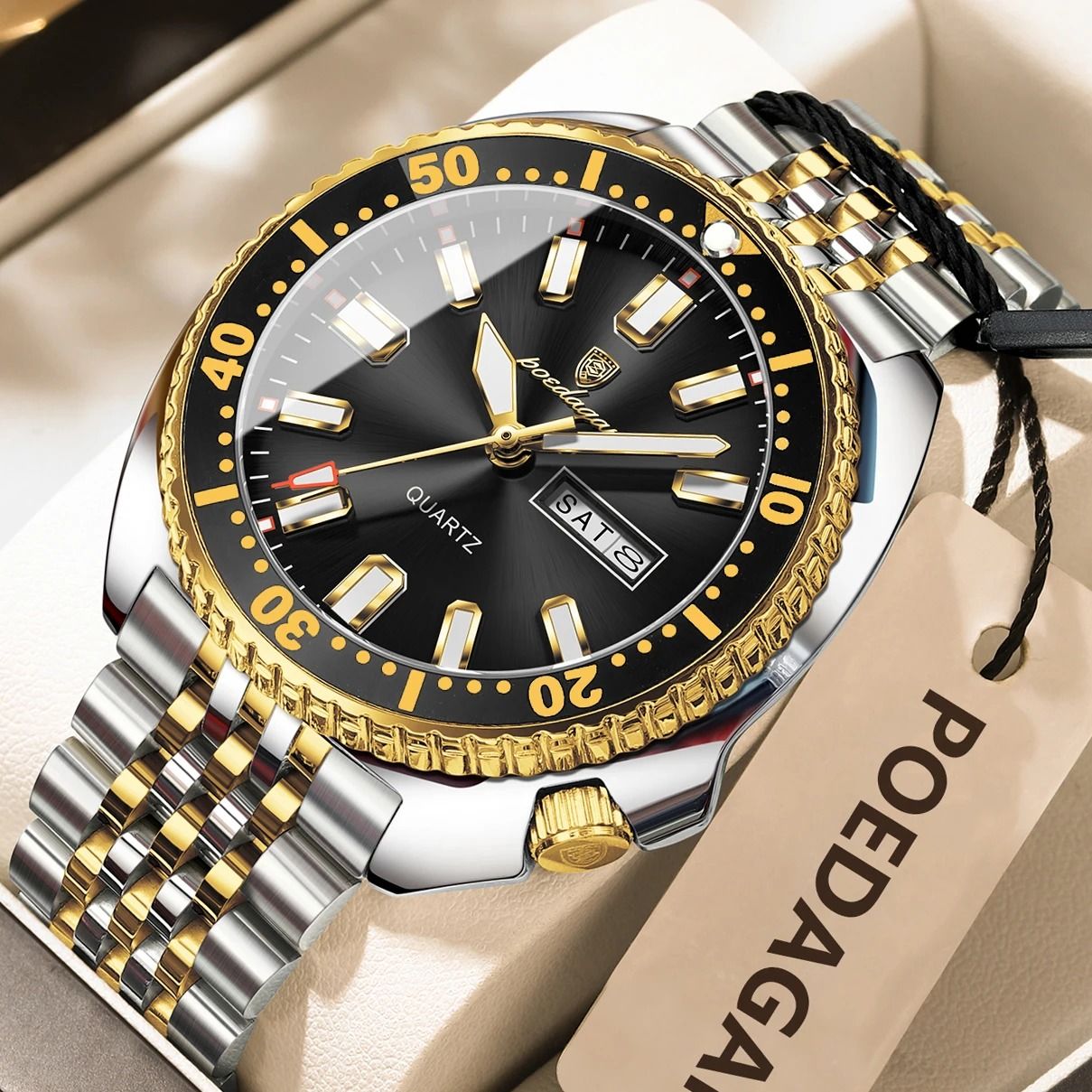 Poedagar Business Men Watch Waterproof Luminous Date Week