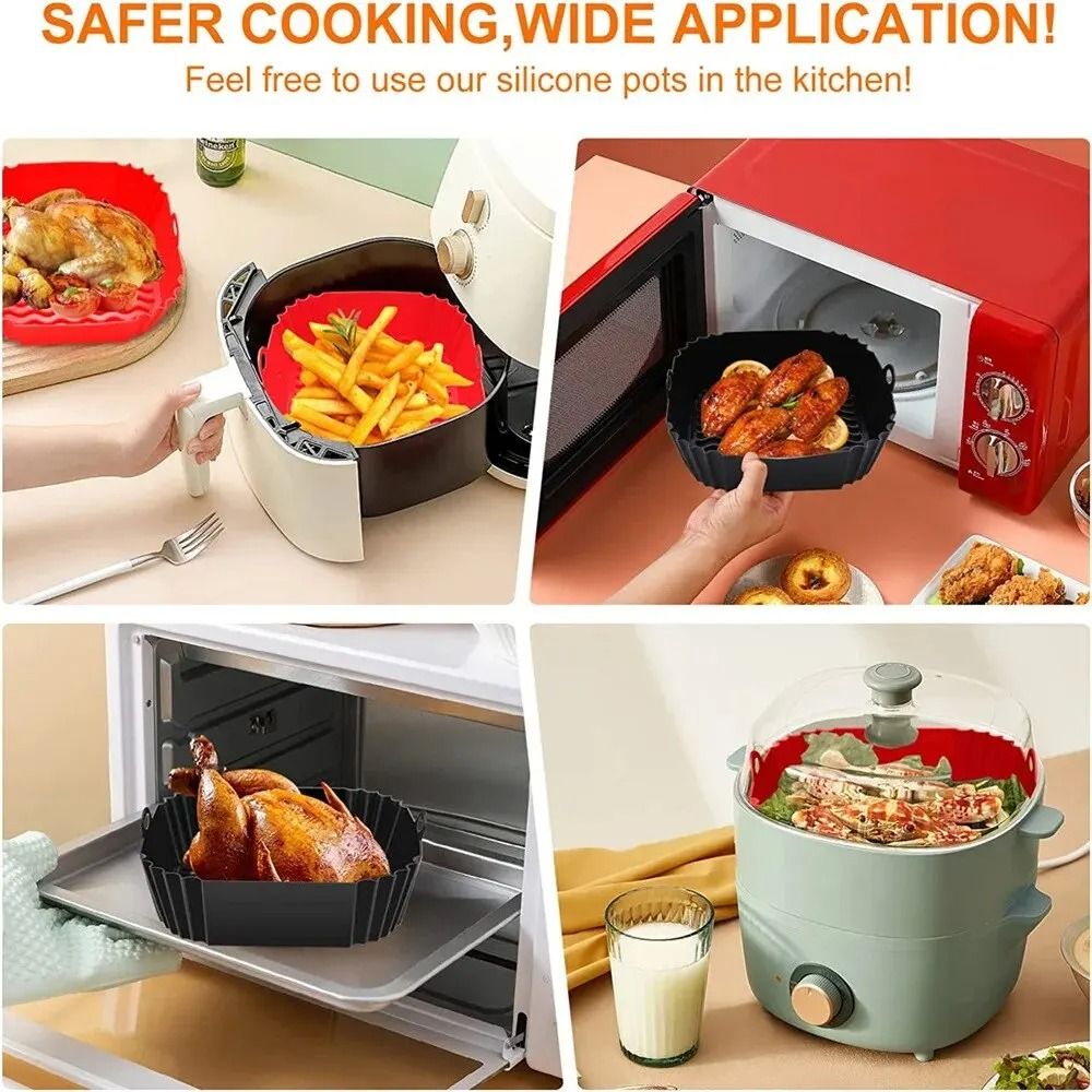 Reusable Silicone Airfryer Pan and Baking Tray for Oven and Air Fryer Use