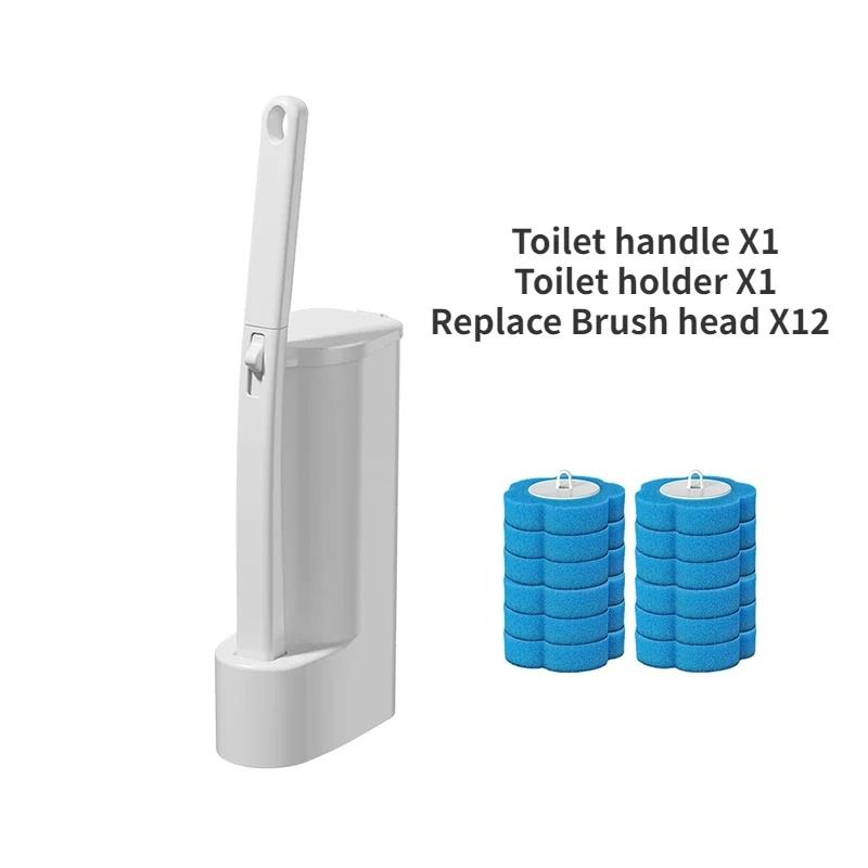 Disposable Toilet Brush Cleaner Set with Long Handle and Replaceable Brush Head
