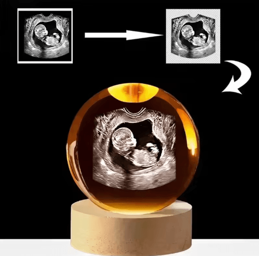 Personalized Ultrasound Crystal Ball Laser Engraved Baby Keepsake Sphere