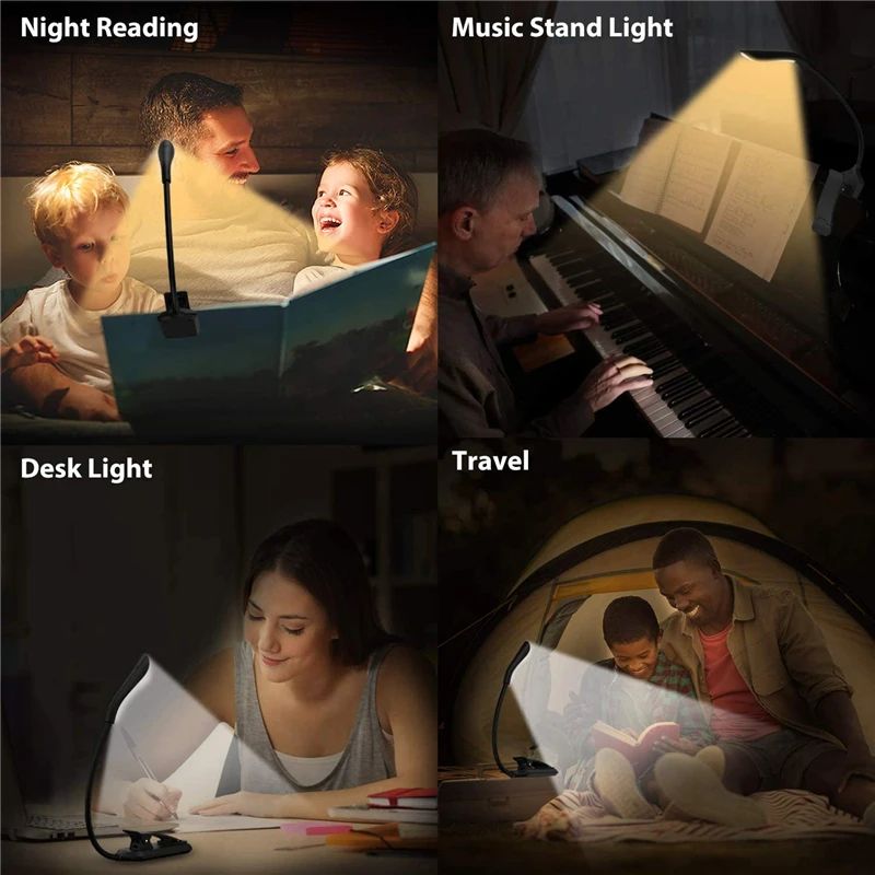 Mini USB Rechargeable Clip On Book Light