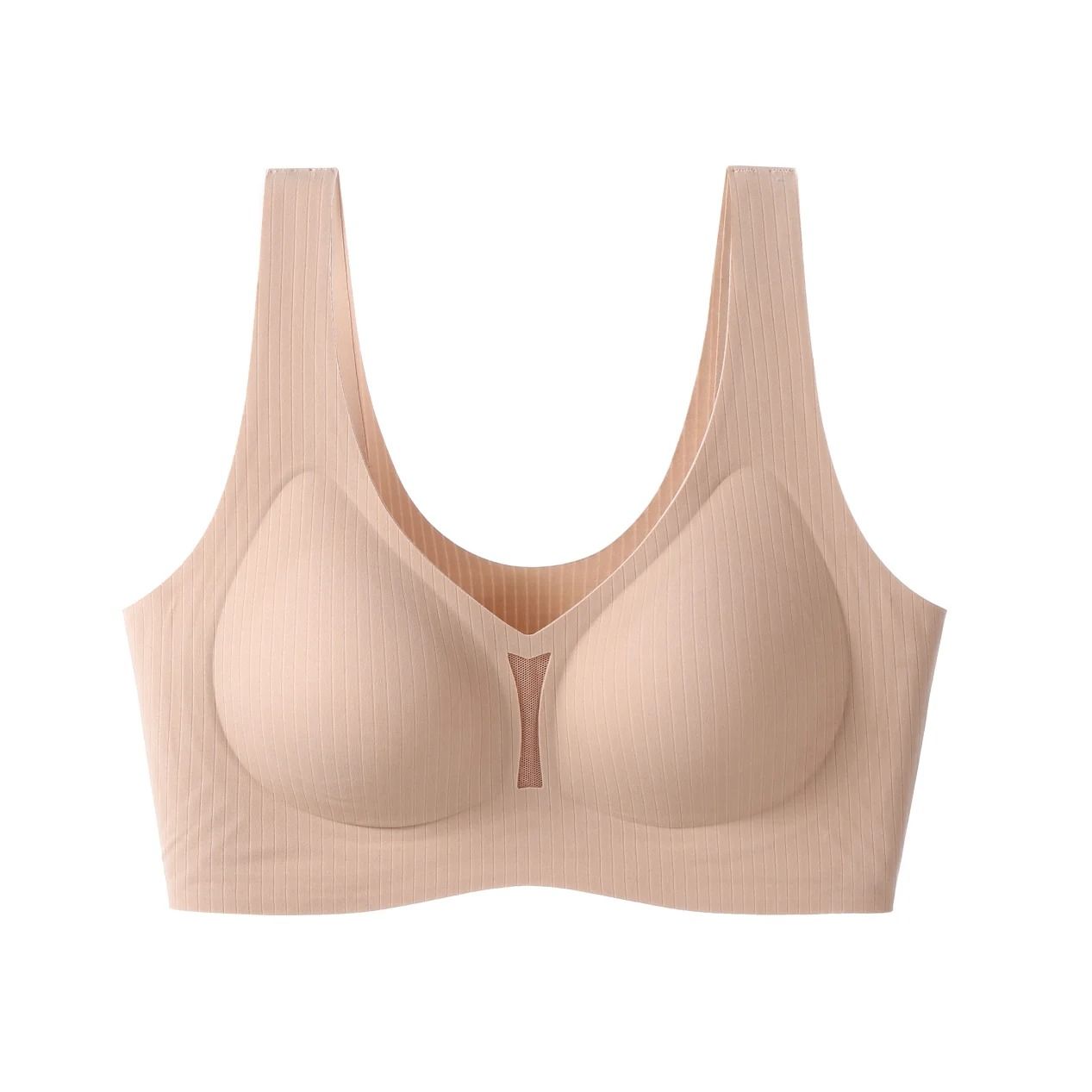 CAITING Nude Seamless Bra One Piece Gathered Wireless