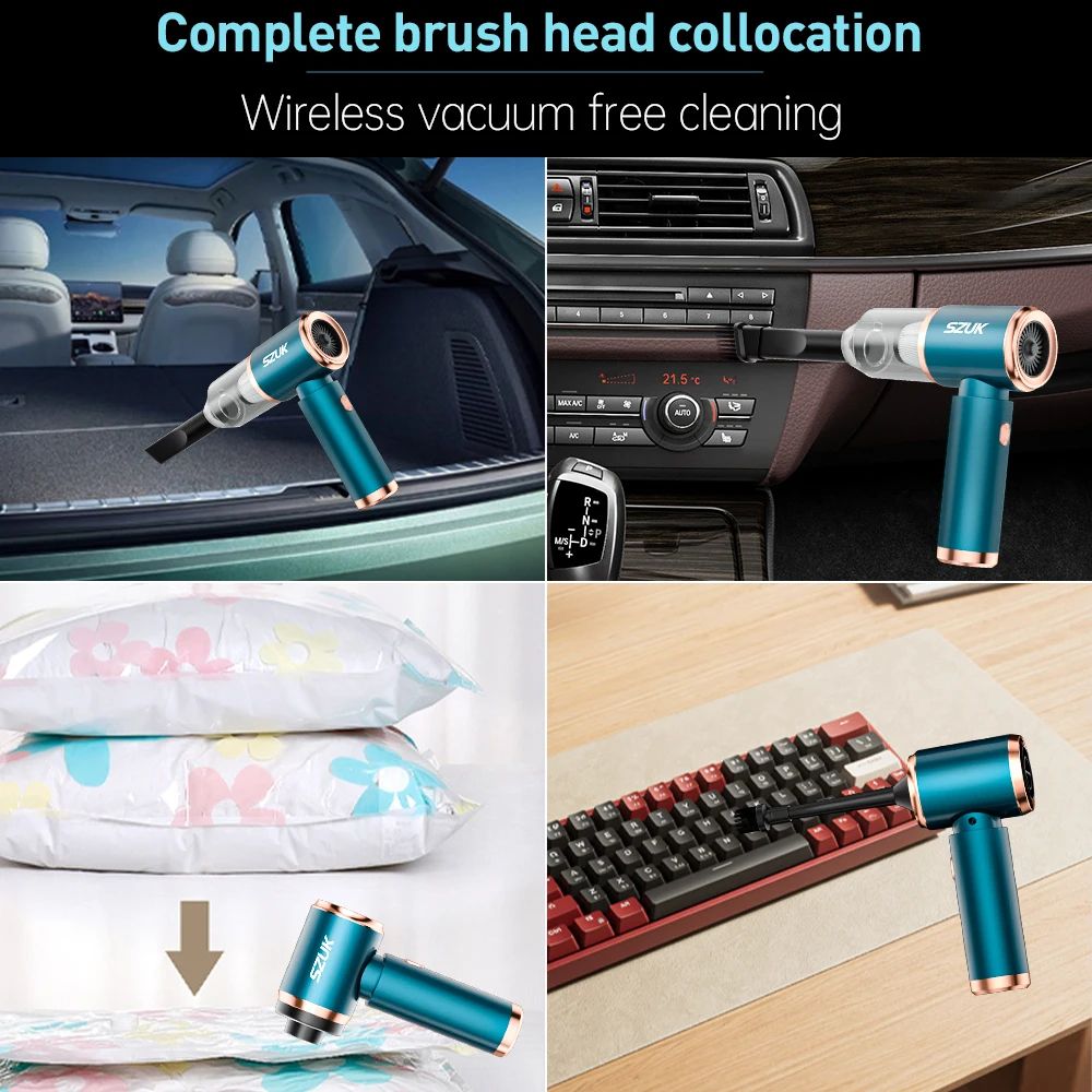 SZUK Wireless Car Vacuum Cleaner – Powerful Portable Handheld Vacuum for Car, Home & Keyboard