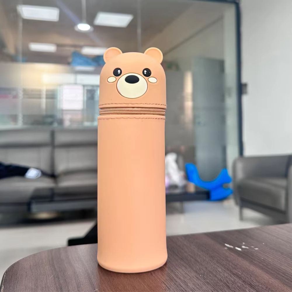 Silicone Cartoon Animal Pencil Case Foldable Pen Pouch with Zipper