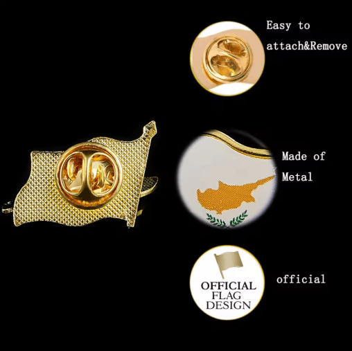Republic of Cyprus Gold-Plated Map & Flag Lapel Pin