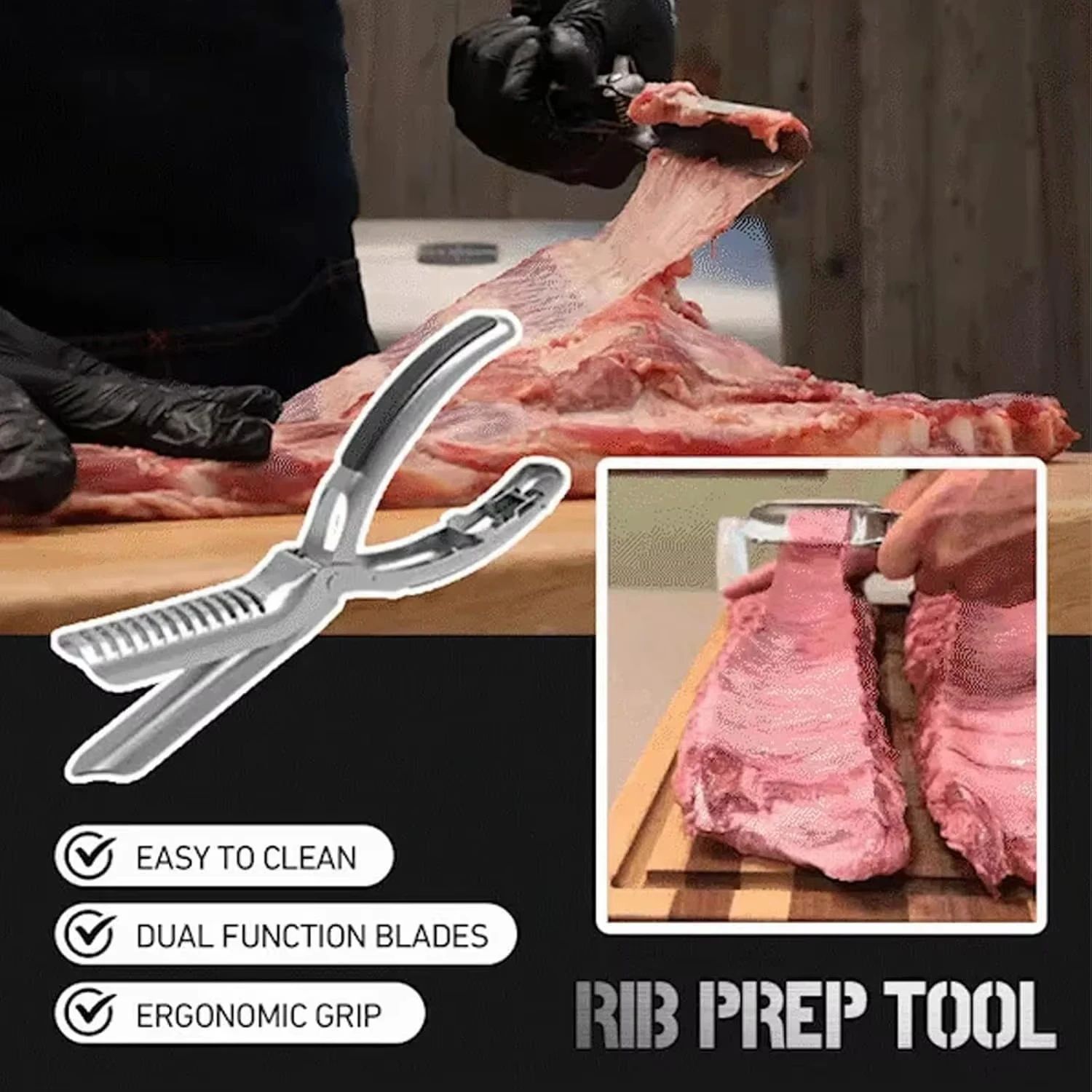 Stainless Steel Rib Membrane Remover – BBQ Rib Skinner Tool for Fast, Clean Rib Prep
