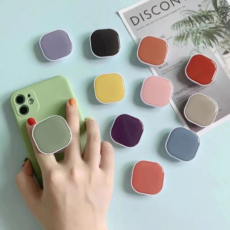Cute Square Phone Grip & 360° Rotatable Finger Ring Stand