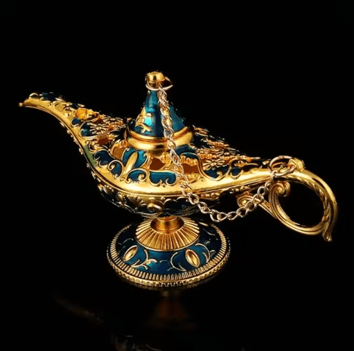 Vintage Aladdin Genie Magic Lamp – Elegant Metal Home Decor Ornament