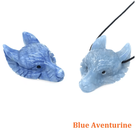 SpiritWolf Crystal Wolf Head Pendant – Hand-Carved Gemstone Necklace Charm