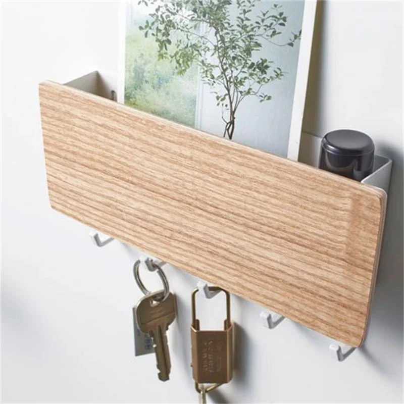 Bamboo Wall Key Hanger & Coat Rack Stylish Home Organizer with Hooks