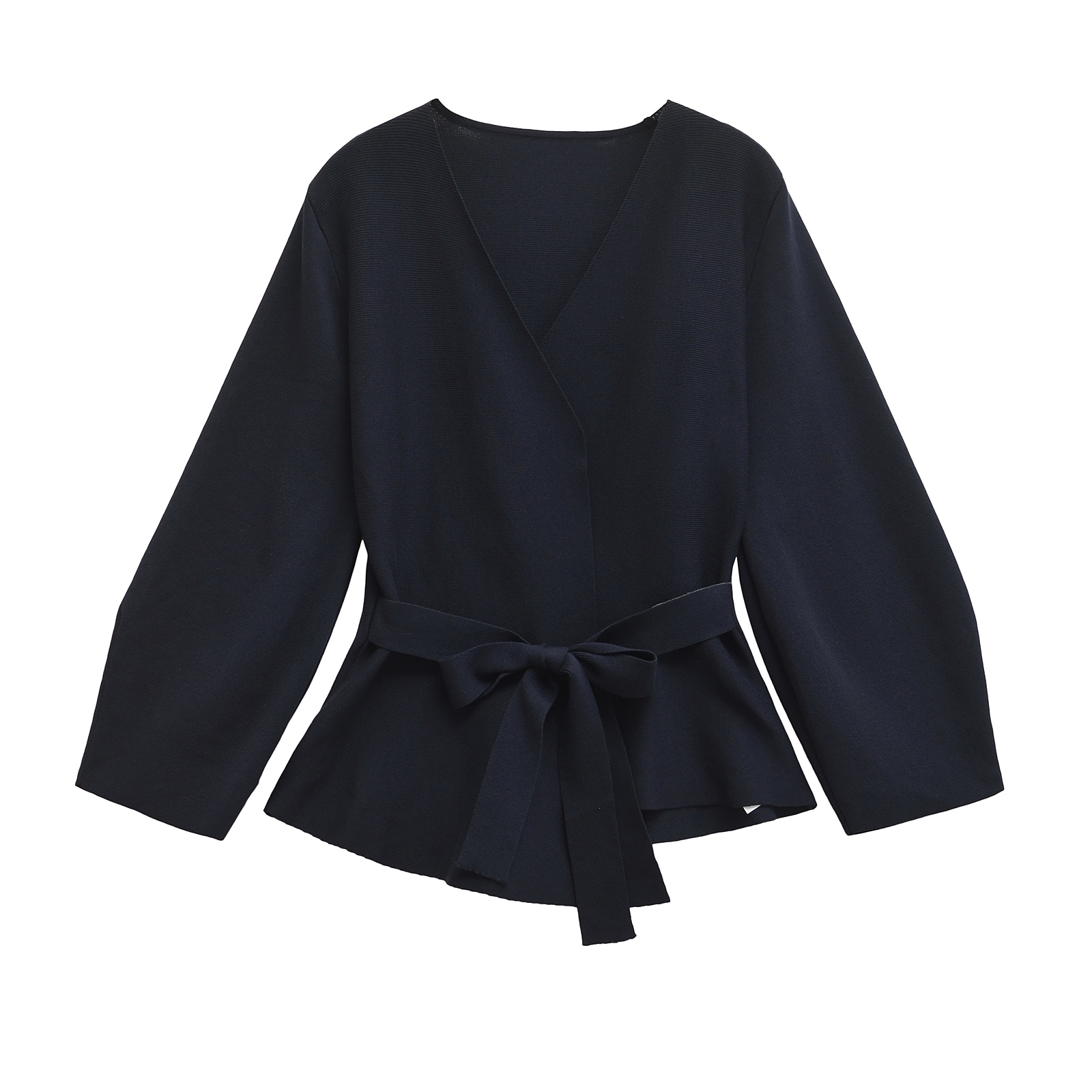 TRAFSHE Women's Knit Blazer with Belt, Retro V-Neck Long Sleeve Coat with Shoulder Pads, Versatile Spring and Fall Jacke