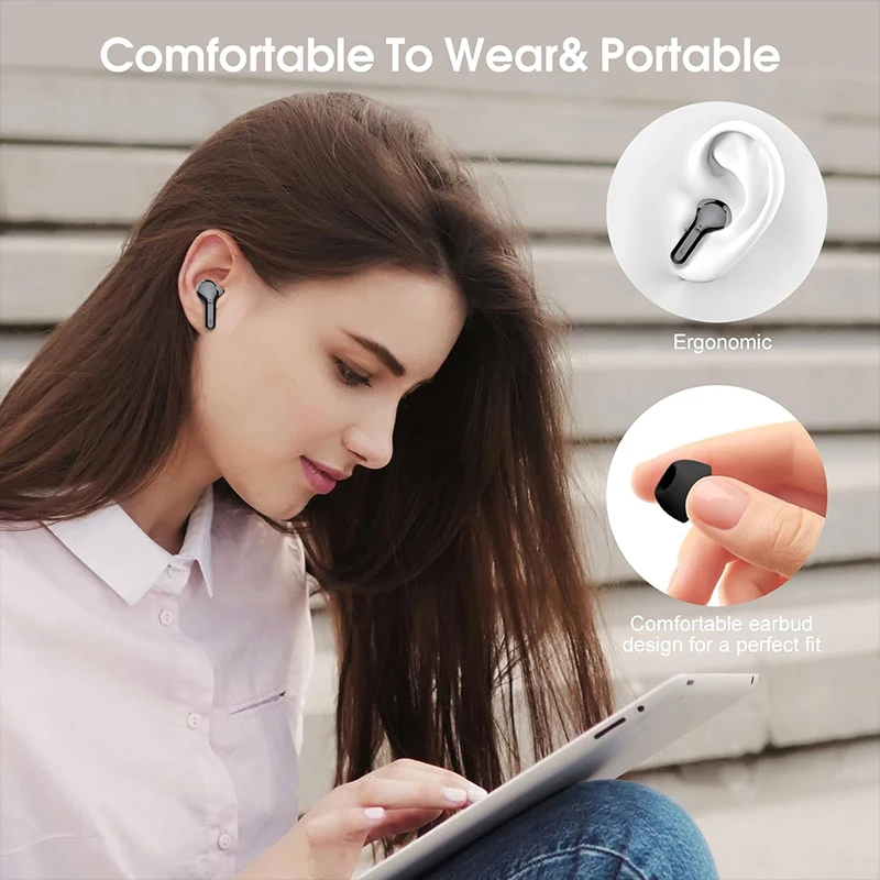 Wireless Earbuds with Noise Cancelling LED Display & Waterproof HiFi Stereo Sound Bluetooth Earphones