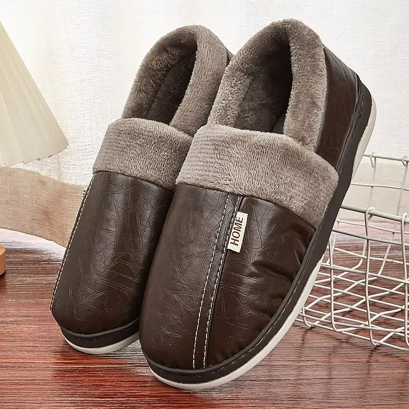 CozyStep Men's Winter Plush Slippers – Waterproof, Warm & Durable