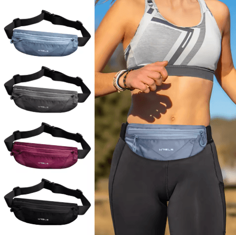 WRELS Running Sports Belt Waterproof Waist Pack with Pockets for Marathon Jogging and Cycling Unisex