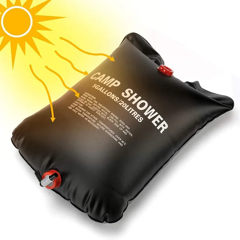 Solar Heated Outdoor Shower Bag Portable Water Heater for Camping & Travel