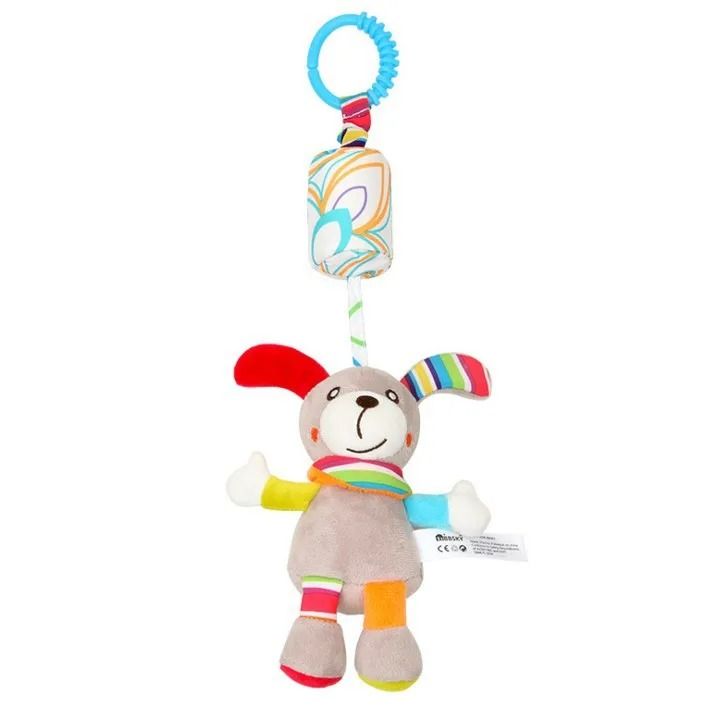 Baby Plush Stroller Toy Hanging Rattle Mobile with Cartoon Animals