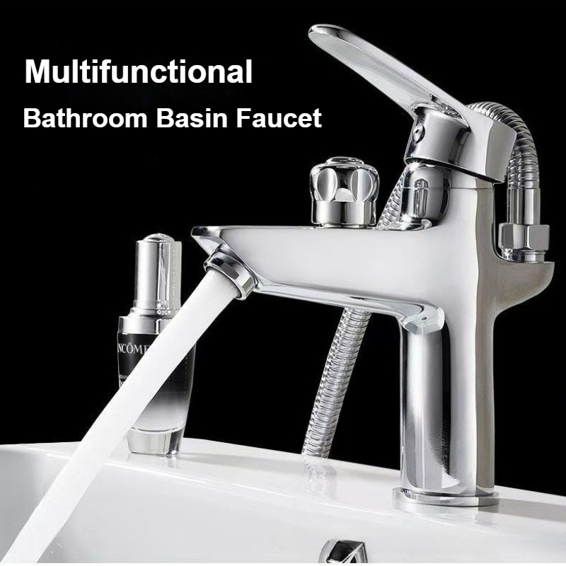 Modern Chrome Bathroom Sink Faucet Deck Mounted Hot and Cold Mixer Tap