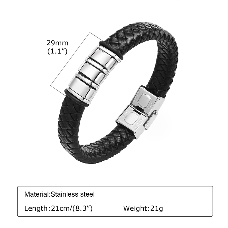 Engraved Personalized Leather Braid Bracelets Men Family Gifts