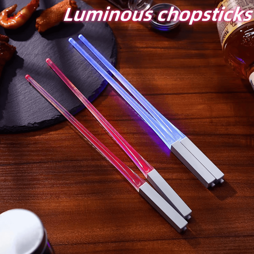 GlowBite LED Light Up Chopsticks Multicolor Luminous Chopsticks Reusable Dining Party Tableware