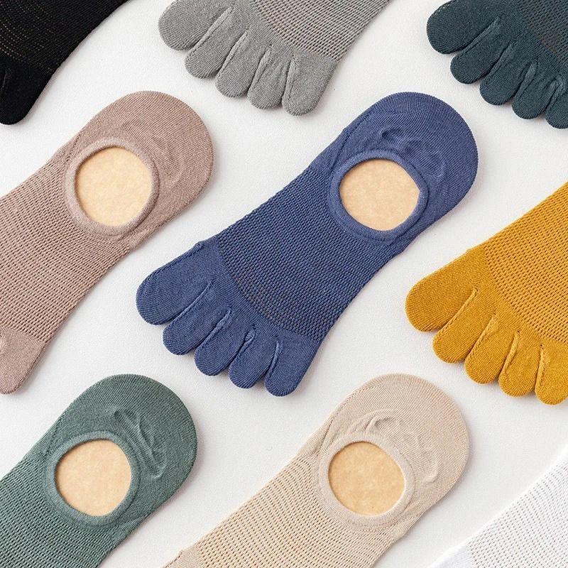 3 Pairs Mens Breathable Toe Socks Casual Finger Boat Socks