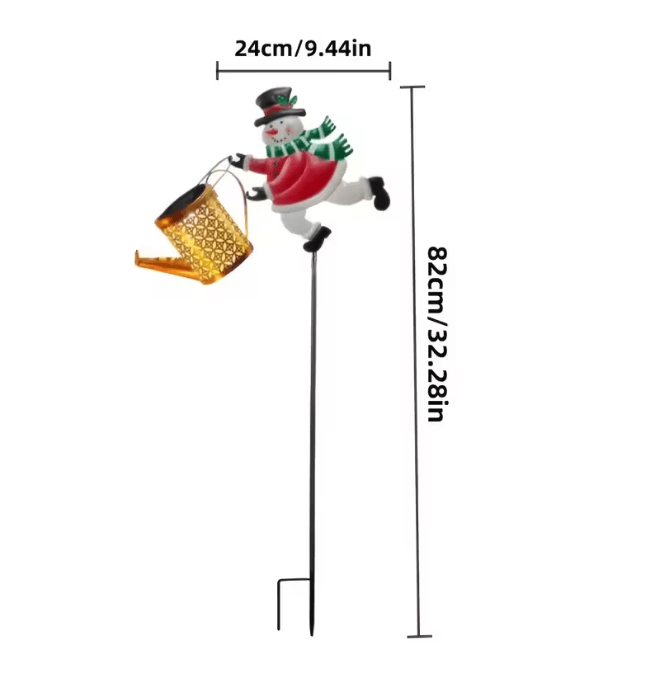FrostGlow Solar Snowman Watering Can Garden Light