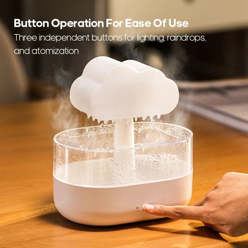 Zen Rain Cloud Aroma Diffuser And Air Humidifier With Raindrop Effect