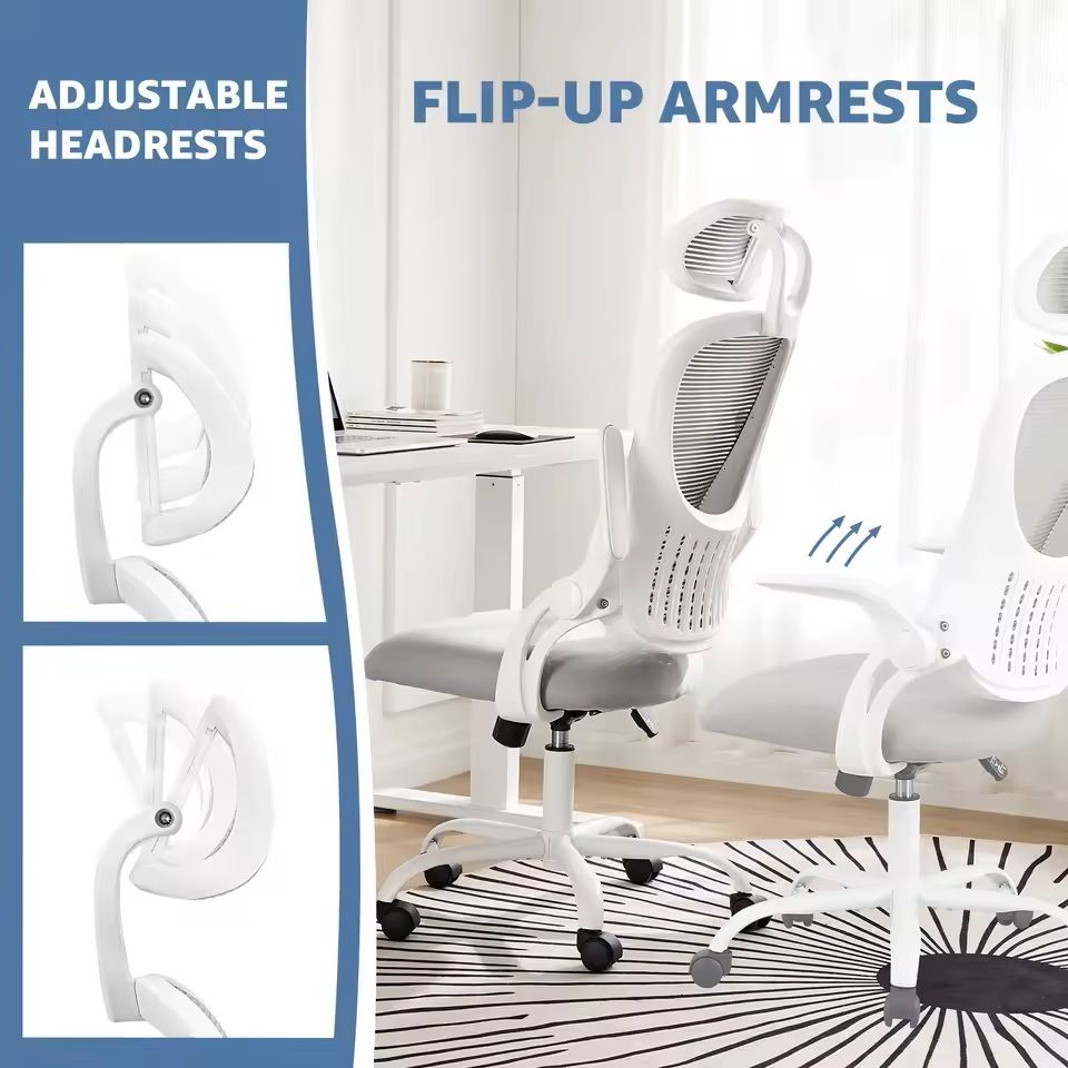 Ergonomic Mesh Office Chair with Flip-Up Arms and Adjustable Headrest
