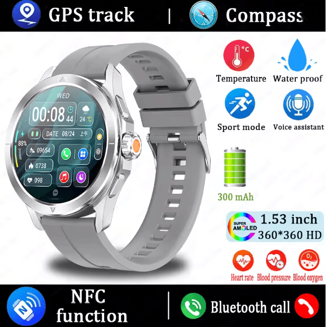 S4 Ultra GPS Smart Watch with AMOLED Display and Bluetooth Calling