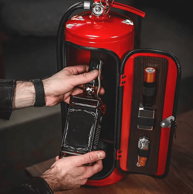 Fire Extinguisher Wine Box Novelty Bar Decor Wine Bottle Storage Box Fireman Gift
