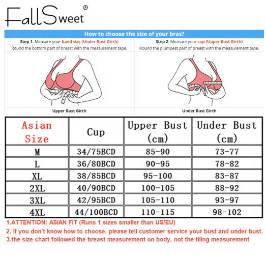 FallSweet 3-Piece Wireless Lace Push Up Deep V Bralette Set (L–5XL)